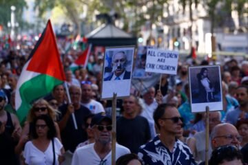 Protesta en Barcelona contra la ocupación israelí de Gaza: “Mucho hablar de derechos humanos para luego no respetarlos”