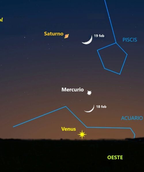 Conjunciones planetarias y un eclipse solar en el cielo de febrero