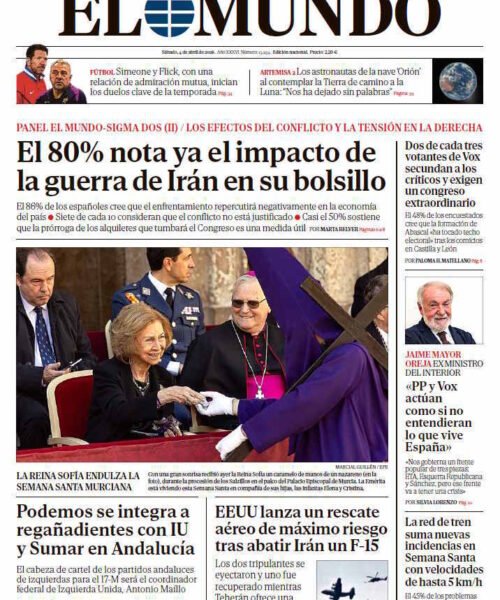 Portada de EL MUNDO del sábado 4 de abril de 2026
