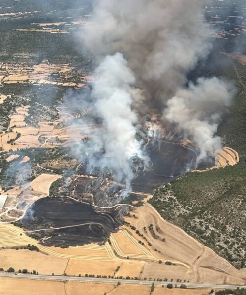 Estabilizado el incendio forestal en Sanaüja (Lleida)