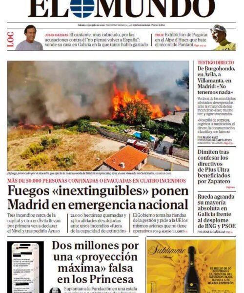 Portada de EL MUNDO del sábado 25 de julio de 2026