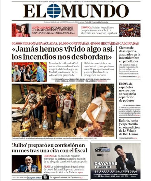Portada de EL MUNDO del domingo 26 de julio de 2026