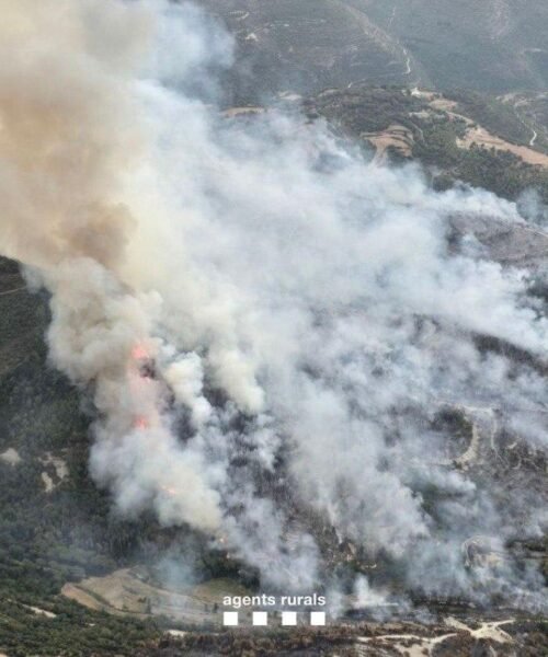 Evacuados una casa de colonias y un campin por un incendio en Sant Quirze Safaja (Barcelona)