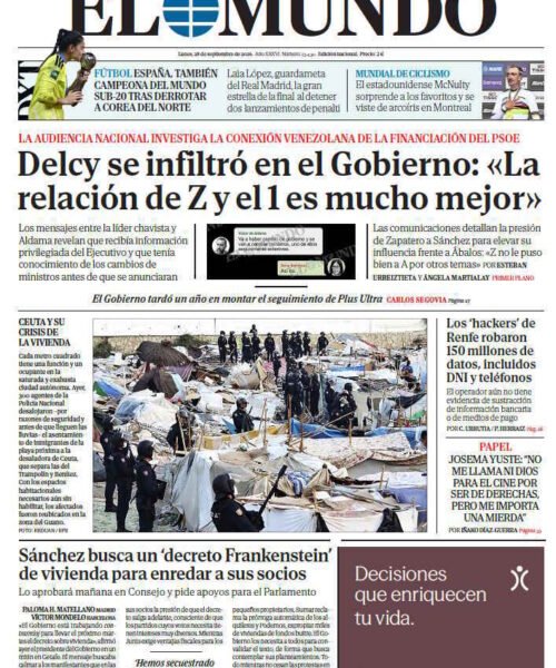 Portada de EL MUNDO del lunes 28 de septiembre de 2026